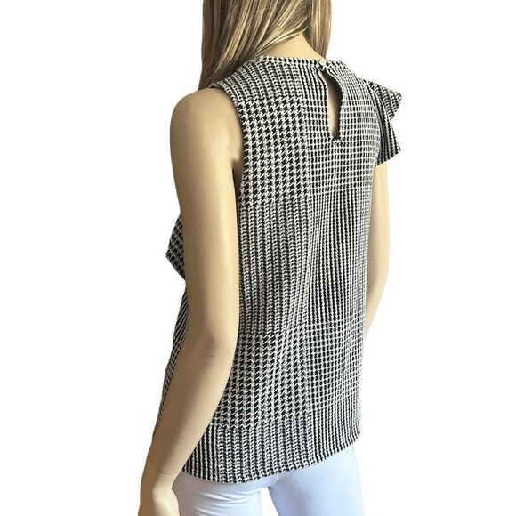 Anthropologie Dolan Ruffled Asymmetrical Houndstooth Top Blouse Shirt Tank - Picture 10 of 15